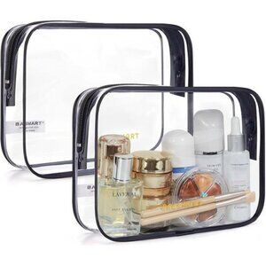 BAGSMART Clear Toiletry Bags 2 Pack TSA Approved Travel Makeup Quart Size